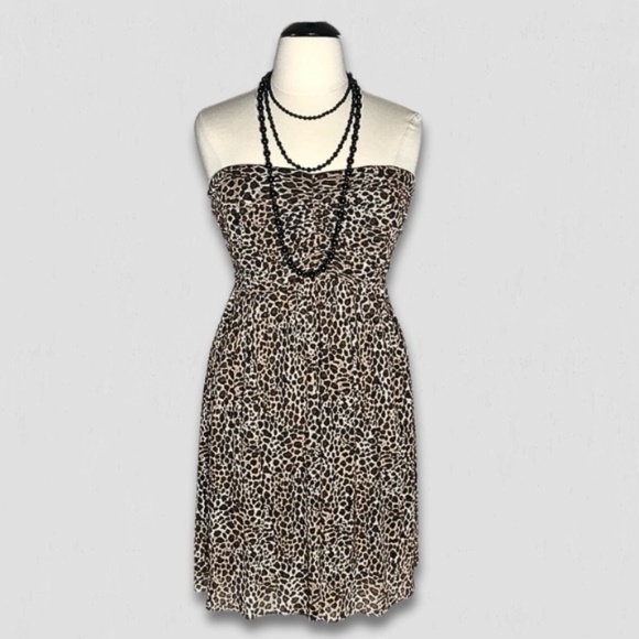 Vintage Y2K Pure Energy Animal Print Chiffon Strapless Brown Black 4X - Picture 1 of 12